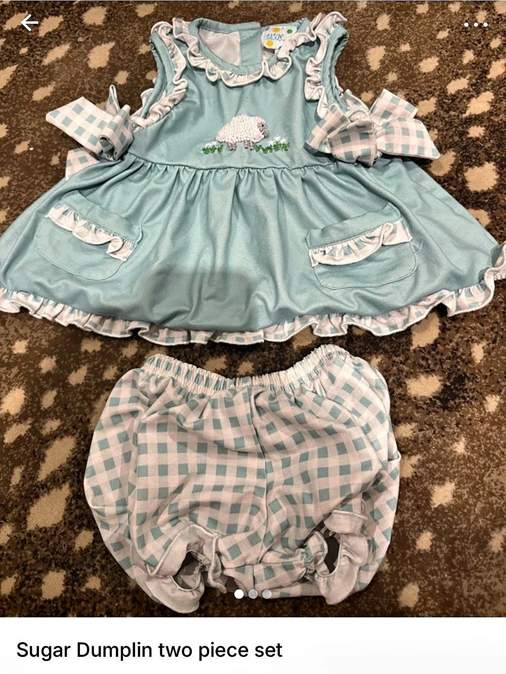 Sugar Dumplin Baby 12M Gingham Dress Set Like New